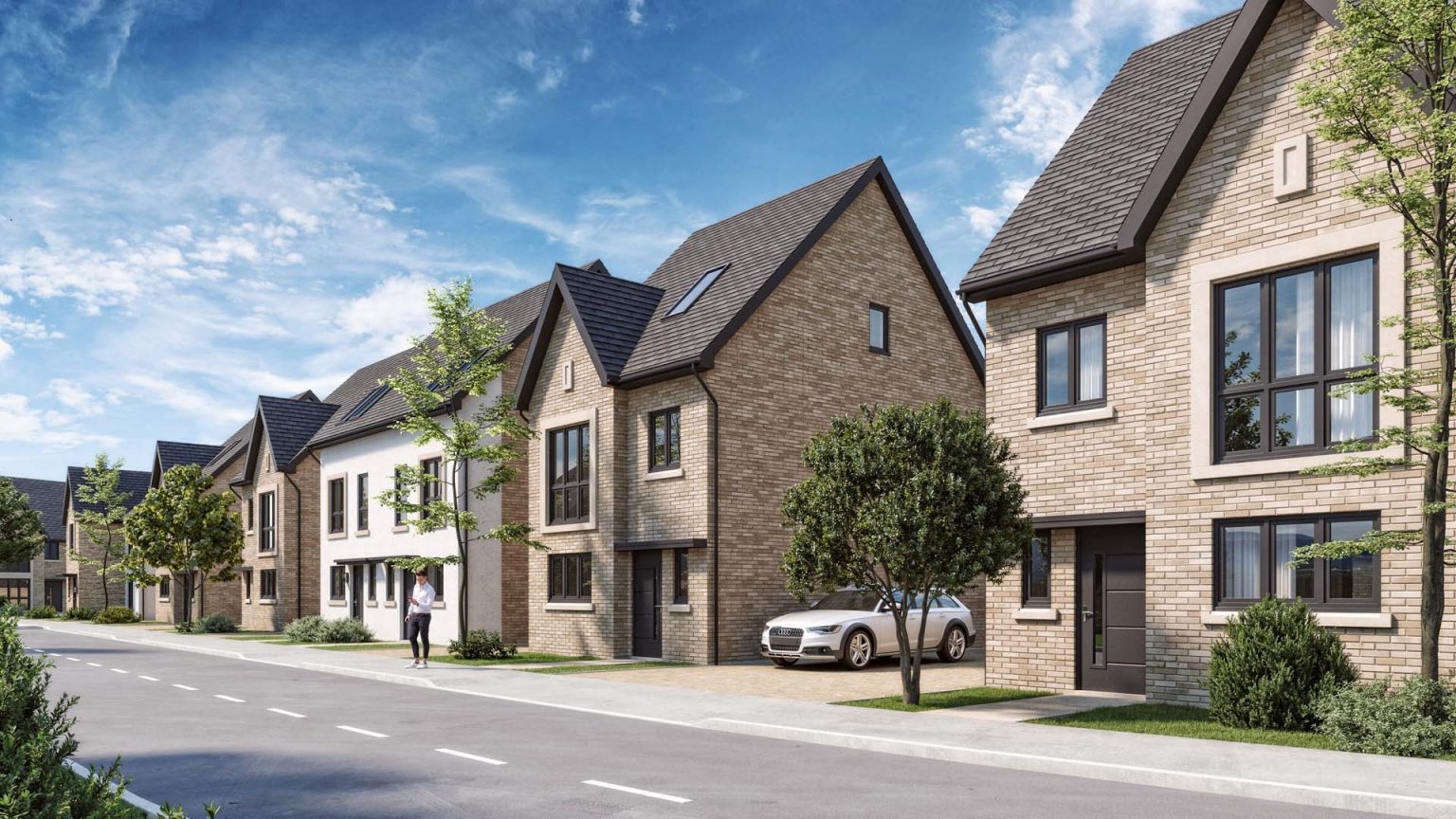 Street scene CGI representing a property development